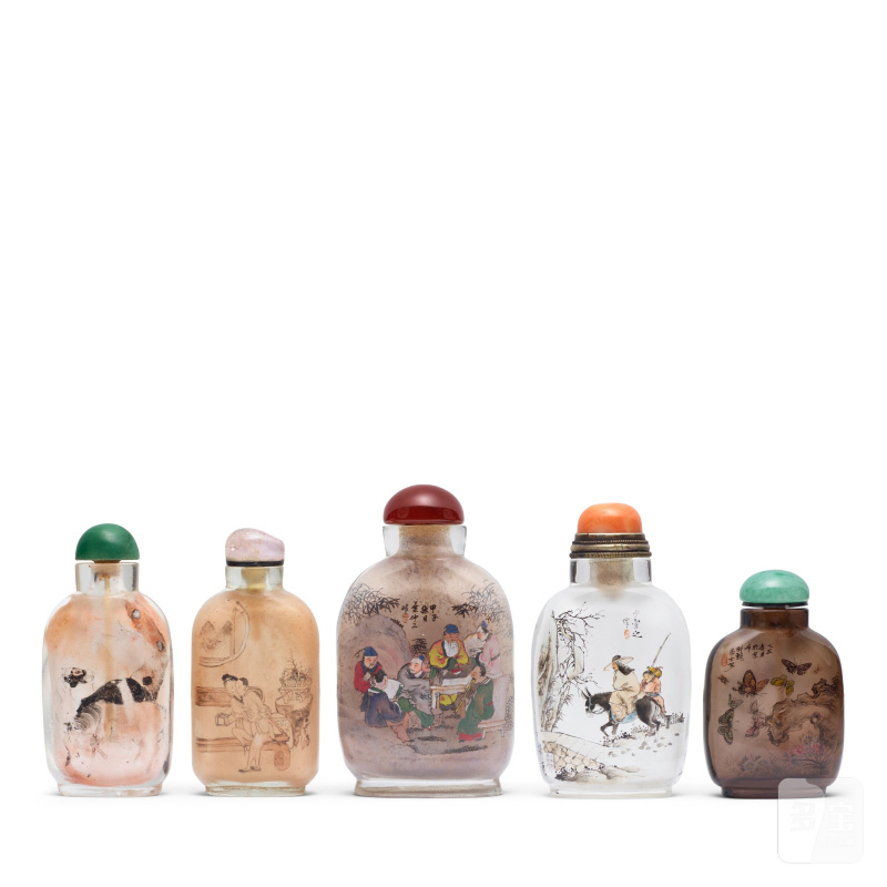 二十世紀 内繪鼻烟壺五件 | FIVE INSIDE-PAINTED SNUFF BOTTLES